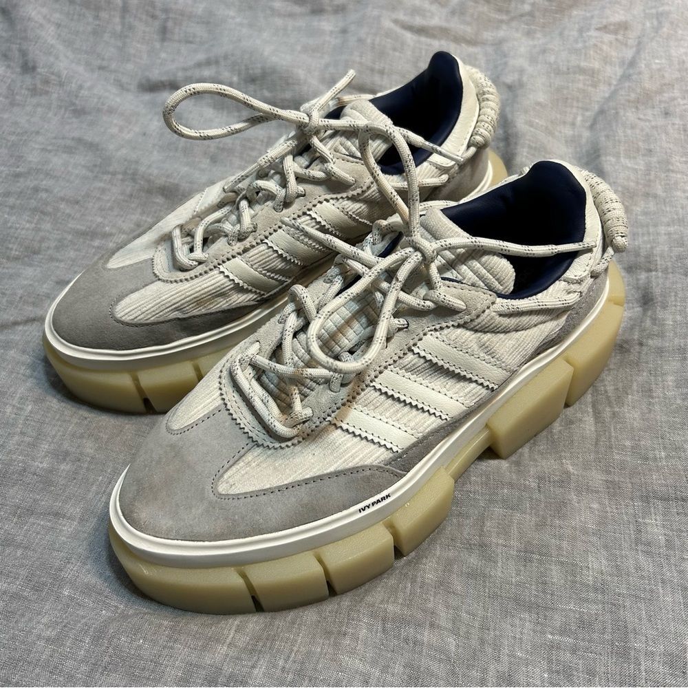 Adidas x Ivy Park Super Sleek Chunky Platform Sneakers Size 7.5 Grey White
